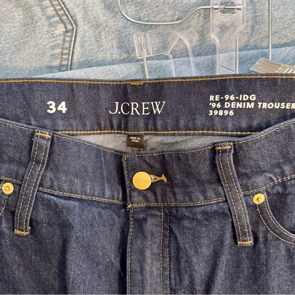 J. Crew | High-Rise Denim Trouser Jean, Dark Wash, Size 34 - EUC - Picture 5 of 8